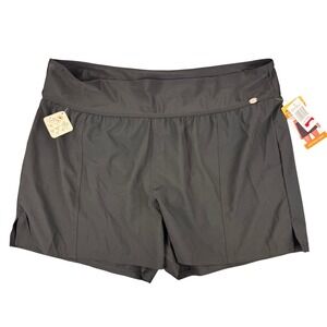 ZeroXposur Swim Shorts Womens 2X Black High-Waist UPF 30 Zip Pocket New E68203